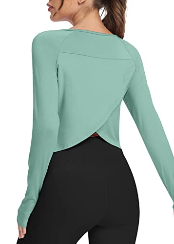 Bestisun Long Sleeve Athletic Workout Shirts Sports Yoga Gym Crop Tops for Women3