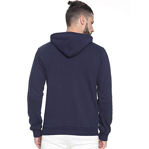 Image of CAHOOT Men Blue Hooded Regular Fit Casual Sweatshirt