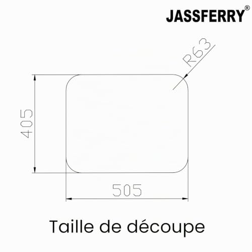 JASSFERRY Évier de cuisine Cuve simple, Acier Inoxydable, sous comptoir, avec crépine – vue 3