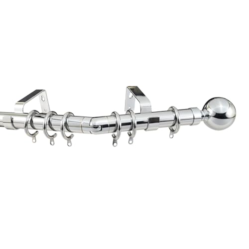 28mm Metal 3m Bay Window Curtain Pole Ball Finial (Polished Chrome)