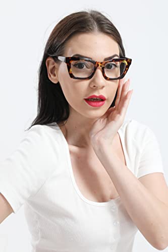 REAVEE 6 Pack Oprah Style Reading Glasses for Women Blue Light Blocking, Cute Square Computer Readers with Spring Hinge