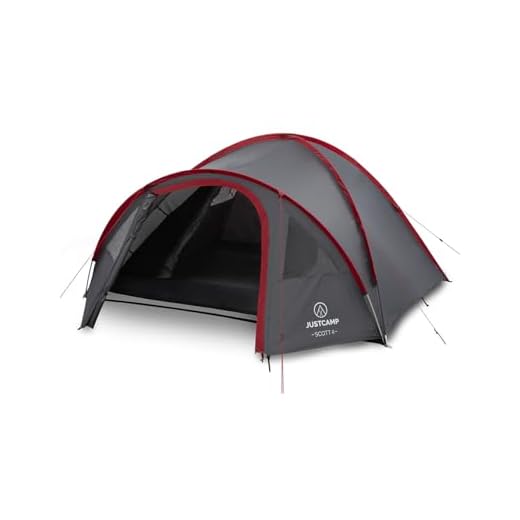 Justcamp Scott 4 posti, tenda igloo con anticamera, cabina notte