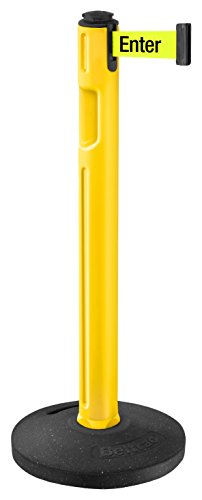 Tempest Outdoor Stanchion with 12 foot Retractable Belt, Yellow with 