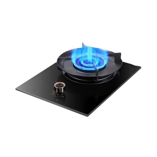 BZJPRFC Estufa De Gas Portátil, Llama Giratoria Doble Capa 5,0 KW, Rejilla For Olla Hierro Fundido Vidrio Templado, con Protección contra Llamas Compatible Fuente GLP/NG(Black,NG)