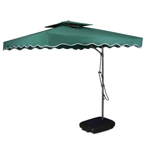 Image of INVEZO Garden Outdoor Patio Umbrella MS SIDE POLE SQUARE (2.2 x 2.2 sq mtr) Big size umbrella /terrace Balcony Outdoor cantilever umbrella With Base