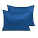 NTBAY Zippered Satin Pillowcases, Super Soft and Luxury Standard Pillow Cases Set of 2, 20 x 26 Inches, Royal Blue