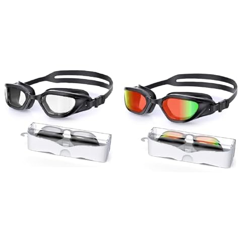 Vegemono Swim Goggles, 2 Pack Swimming Goggles Adults, Anti-Fog UV Protection Goggles, No Leaking Pool Goggles for Men Women Cover