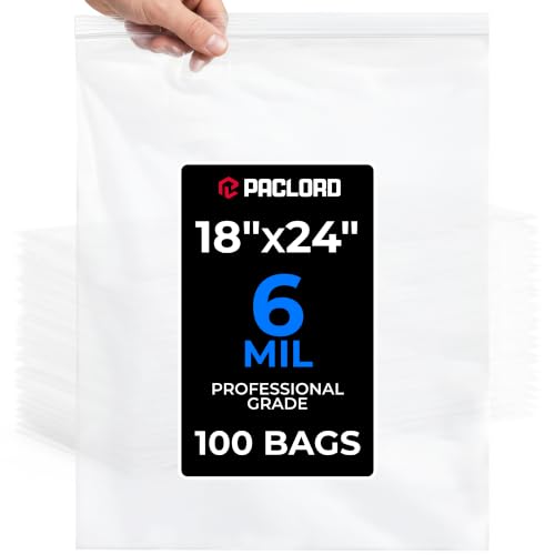 18" x 24" Extra Large Reclosable Plastic Zip Bags, 100 Count