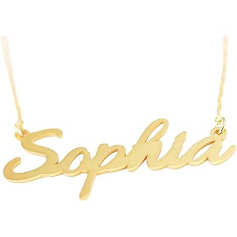 Sophia name necklace, Sterling silver script bold font Pendant Jewelry Personalized Gift for Women Girl, sophia script font name necklace, sterling silver with 18k gold plated Cover