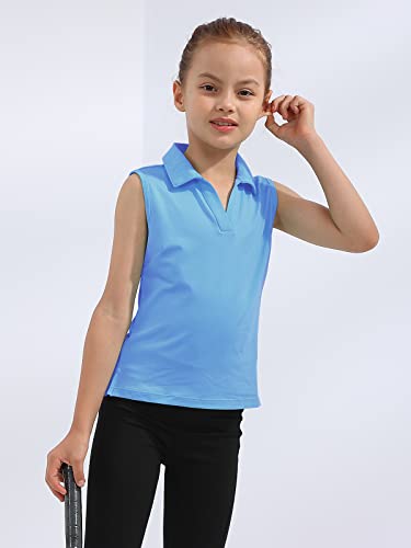 Image of Girls Golf Polo Shirts Sleeveless V Neck Shirts for 5-12 Years
