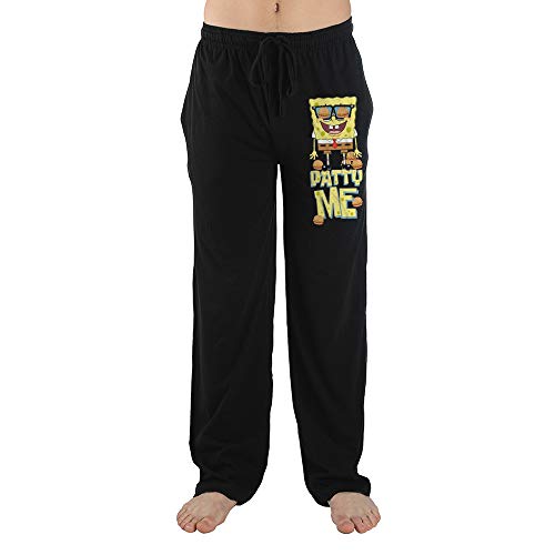 Mens Black Spongebob Krabby Patty Cartoon Character Sleep Pajama Pants
