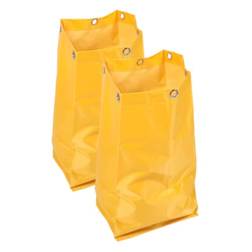 FUNOMOCYA 2pcs Cleaning Car Garbage Bag Janitorial Bags Replacement Housekeeping Cart Bag Cleaning Bag for Janitorial Cleaning Cart Pouch Cleaning Bags for Housekeepers Yellow Canvas
