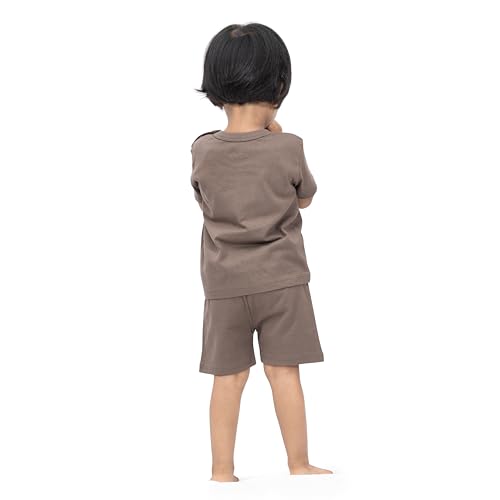 Image of ARIEL Baby Boys & Baby girls Cotton Printed Round Neck Half Sleeve T-shirt & Short Summer Clothing Sets