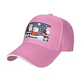 etasuiol cappello da golf con stampa babbo natale e pupazzo di neve, elegante e durevole, per uso quotidiano, attività all'aperto, tutte le stagioni, rosa, taglia unica
