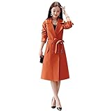 [TRVELBETT] ロングコート トレンチコート レディース テロンチ スプリングコート ベルトあり 春コート ゆるコート 春トレンチ 大きいサイズ 手首アジャスター ラグランスリーブ 秋コート オータムコート カジュアル アウター 韓国風 (オレンジ色,2XL)