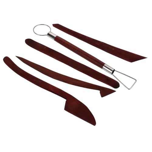 HOMSFOU Wooden Clay Sculpting Tools 5pcs Pottery Clay Tool Kit for Art Projects