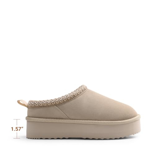 Image of DREAM PAIRS Women's Platform Genuine Suede House Slippers