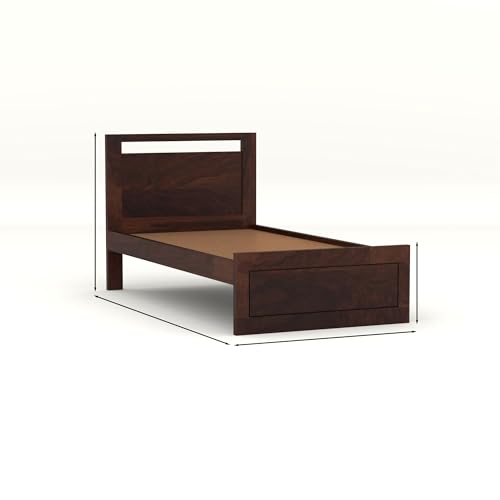 Image of Solid Sheesham Wood Bed 6X3 Single Bed Without Storage for Bedroom - Single Cot Wooden BedSingle Size for Living Room Guest Room - 12 Month Warranty (Henry Walnut,6X3 Without Storage)