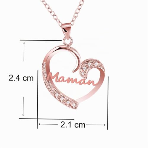 GUOYU Collier Maman Femme,Cadeaux Fête des mères ,Cadeaux Noël pour Maman,Cadeau d'anniversaire Femme (Or Rose) – vue 2
