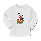 Kids Long Sleeve T Shirt Pirate Ship 2 Cotton Boy & Girl Clothes Funny Graphic Tee A White Design Only 3T