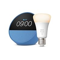 Echo Spot | Blu + Philips Hue White Lampadina LED Smart (E27), compatibile con Alexa - Kit di base...