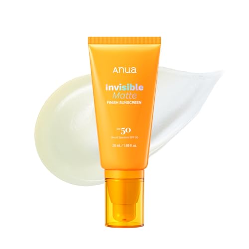 Anua Invisible Matte Finish Sunscreen, Broad Spectrum SPF50, Clear Gel, Non Comedogenic UV Filters,...