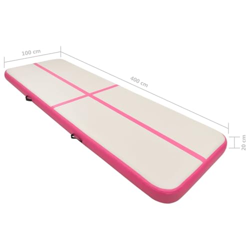 vidaXL Gymnastikmatte Aufblasbar mit Pumpe 400x100x20cm Rosa - 3