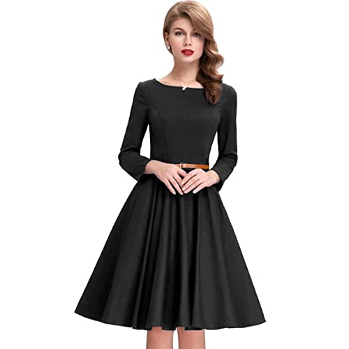 Image of Dream Beauty Fashion Women's Skater A-Line Dress with Belt (38 inch Inches)