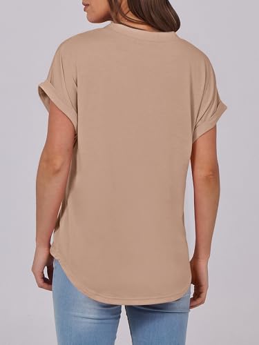 Image of ANRABESS Womens Short Sleeve Henley Tops V Neck Dressy Casual Blouses Summer Trendy Tee Shirts 2026 Vacation Fashion Clothes
