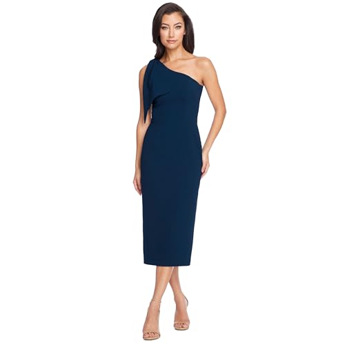 Image of Dress the Population Womens Tiffany One Shoulder Bow Detail Midi Sheath Dress