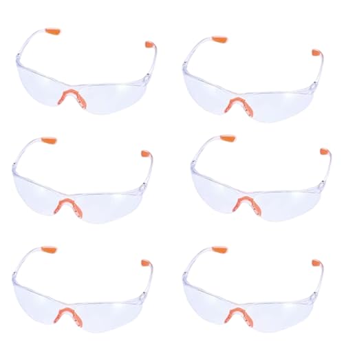 6 Pcs Safety Goggles, Protective Glasses, Safety Glasses for Work Eye Protection Glasses Clear Safety Glasses Protective Personal Protective Equipment Security Glasses Anti Dust/Scratch/Wind/Mist