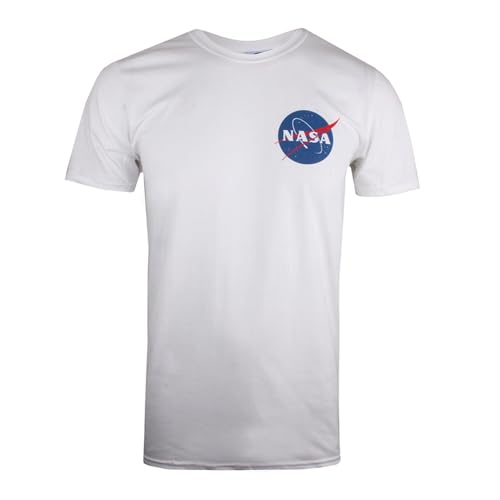 Nasa Men's Core Logo T Shirt, White (White White), L UK