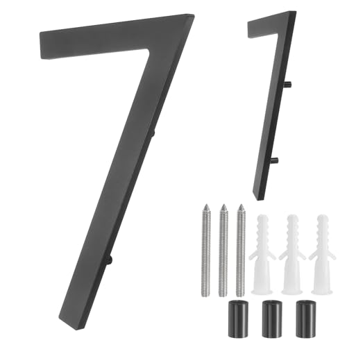 Numéro d'adresse 7 noir flottant anti-rouille pour façade