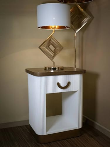 Comodino Bianzano Comò Tavolino da Notte Mensola da Letto 48x40 h62 cm e basso marrone bianco