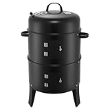 Tragbarer, robuster Stahl-Räuchergrill mit integrierten Thermometern für Grillabende, Heckklappenpartys und Wohnungsbalkone – perfekt für Kalbfleisch und mehr