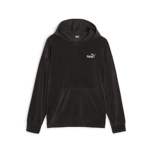 PUMA Women's Velour Hoodie, Puma Black, Large