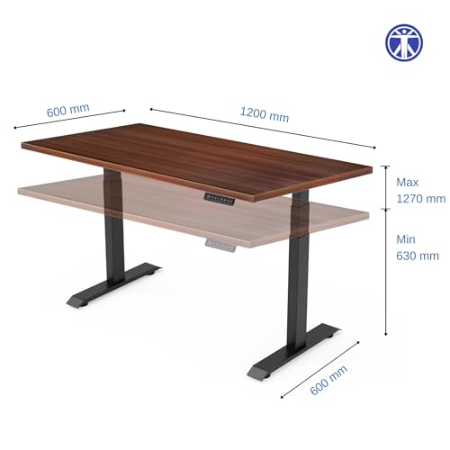 Image of ErgoYou Premium Electric Height Adjustable Table Heavy Duty - Dual Motor 3 Stage - 150 Kgs Max Weight Capacity - E3A Series - Ergonomic Sit Stand Desk - 47 x 23.5 inches - Walnut Laminate Table Top