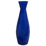 Uniquewise 24' Tapered Cylindrical Tall Bamboo Floor Vase Flared Trumpet Top Decorative Accent for Dried Flowers Pampas Grass and Branch Arrangements Stylish Home and Office Decor Piece, Cobalt Blue