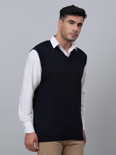 Image of Cantabil Solid Reversible V Neck Sleeveless Regular Fit Mens Casual Sweater | Casual Winter Sweater for Men | Mens Sweater for Winter Wear (P MSWT00055)