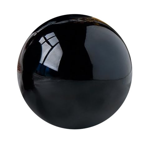 Esfera de Piedra de obsidiana Negra Natural con Soporte de Madera, decoración de Bola de Cristal Pulido para el hogar y la Oficina, 7,8 Pulgadas