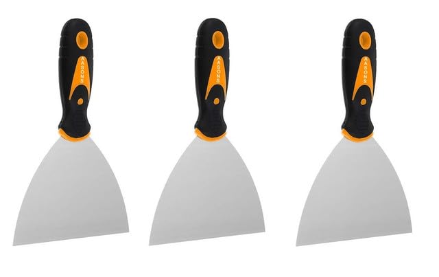 Image of AASONS 4 Inch Tempered Steel Paint Scraper Putty Knife, Painting Tools, Spackle Knife, Wallpaper Scrapping, Painters Tool, Crown Molding Tool, Paint Remover Scrapper with Handle (Pack Of 3)