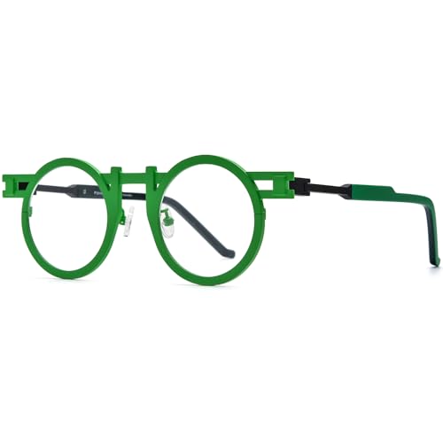 Image of FONEX Colorful Pure Titanium Glasses Frame Women Retro Round Eyeglasses Eyewear F85833