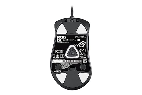 ROG Gladius III Wired Gaming Mouse, 19K Optical Sensor, 19,000 DPI, 6 Programmable Buttons, RGB Lighting, ROG Switch Socket Design, Swappable Switches, Ergonomic, Black - Mouse gaming - Immagine 5