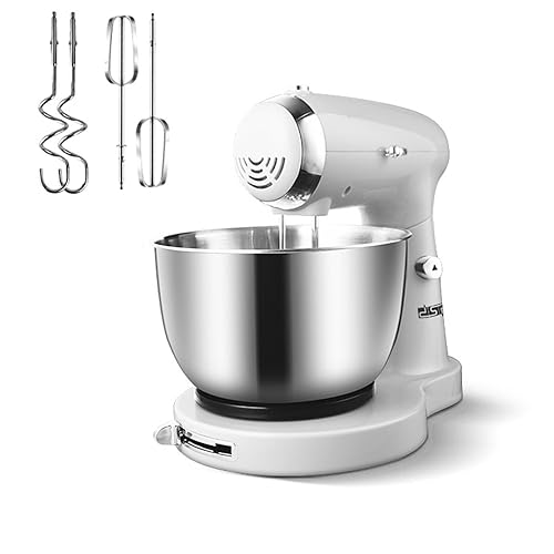 Mezclador casero, mezclador de pasta de acero inoxidable multifuncional, tazón de mezcla de acero inoxidable de 3.2 litros, 350 vatios, mezclador de pie de ahorro de espacio, control de 5 velocidades