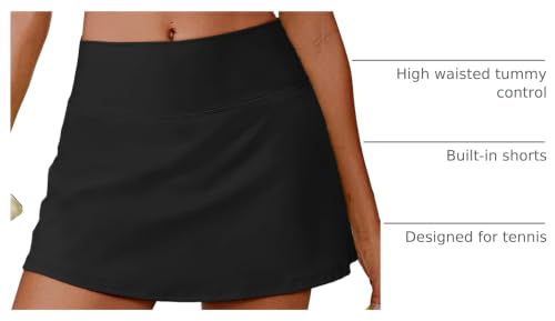 Image of PINSPARK Womens Tennis Skirt High Waisted Golf Skort with 2 Pockets Stretchy Athletic Skirts for Workout Pickleball Running