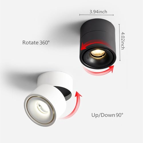 Image of LED 3CCT Dimmable Ceiling Spotlight Indoor 360Adjustable -Tuya Smart Life Surface Mounted 12W COB Directional Art Lighting-Hard Wired Ceiling Downlight for Mural Display Home Shop (Black)