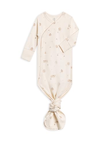 Image of Colored Organics Baby Organic Cotton Knotted Gown - Infant Kimono Gown with Mitten Cuffs - County Fairgrounds - NB, Newborn