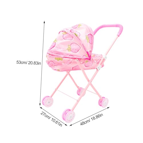 VANZACK Kleiner Puppenwagen Leicht mit Stauraum Realistischer Kinderwagen für Mädchen Puppenwagen für Rollenspiele und Puppenaccessoires – Bild 3