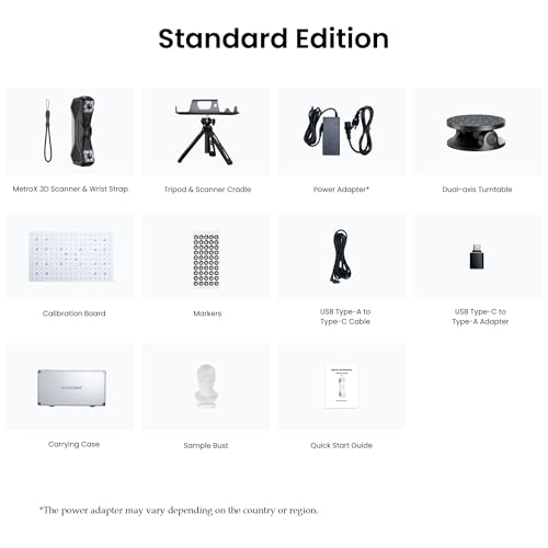 Revopoint MetroX 3D Scanner for 3D Printing, Up to 0.01mm Precision, 4 Scanning Modes, Blue Laser, Metrology-grade Accuracy, Full-field Structured Light, Metal/Dark Object Scanning, STANDARD