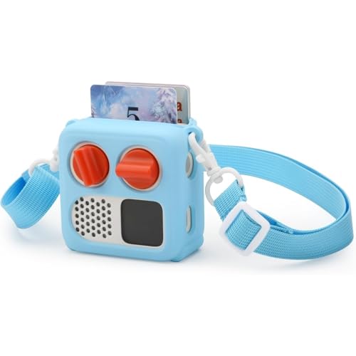 Silicone Protective Case for Yoto Mini 2024 Player Kids Audio Skin Cover with Shoulder Strap Easy to Carry Durable Fit (Blue)